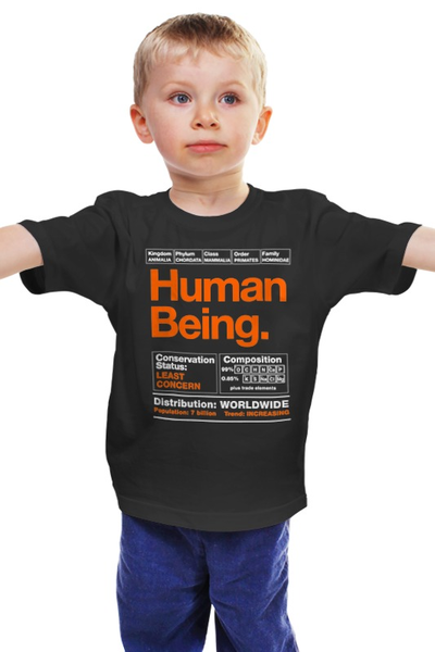 Заказать детскую футболку в Москве. Детская футболка классическая унисекс Human Being от geekbox - готовые дизайны и нанесение принтов.