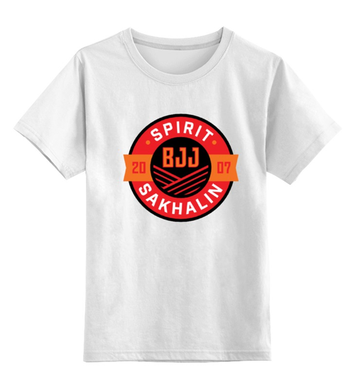 Заказать детскую футболку в Москве. Детская футболка классическая унисекс Spirit BJJ Sakhalin Logo (Gray) от kiralabu - готовые дизайны и нанесение принтов.