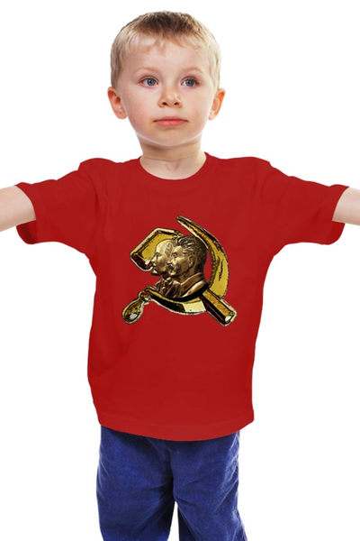 Заказать детскую футболку в Москве. Детская футболка классическая унисекс Ленин, Сталин, Серп и Молот от ГПМНпR'n'R - готовые дизайны и нанесение принтов.