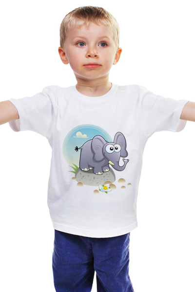 Заказать детскую футболку в Москве. Детская футболка классическая унисекс Одинокий слоник от BeliySlon - готовые дизайны и нанесение принтов.