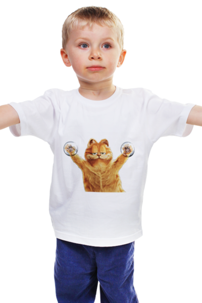 Заказать детскую футболку в Москве. Детская футболка классическая унисекс Футболка из серии "Гарфилд" от kiddy - готовые дизайны и нанесение принтов.