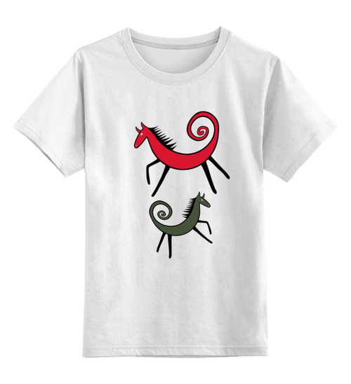 Заказать детскую футболку в Москве. Детская футболка классическая унисекс лошадки завитушки от ELENA ZHARINOVA - готовые дизайны и нанесение принтов.