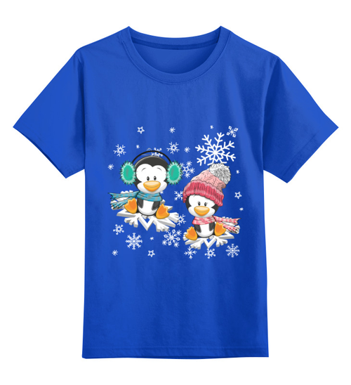 Заказать детскую футболку в Москве. Детская футболка классическая унисекс Пингвин зимой от Ирина - готовые дизайны и нанесение принтов.