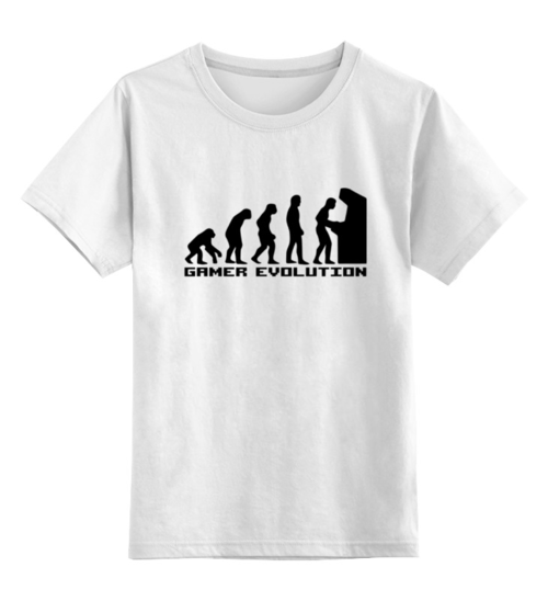 Заказать детскую футболку в Москве. Детская футболка классическая унисекс Эволюция Игрока от trugift - готовые дизайны и нанесение принтов.