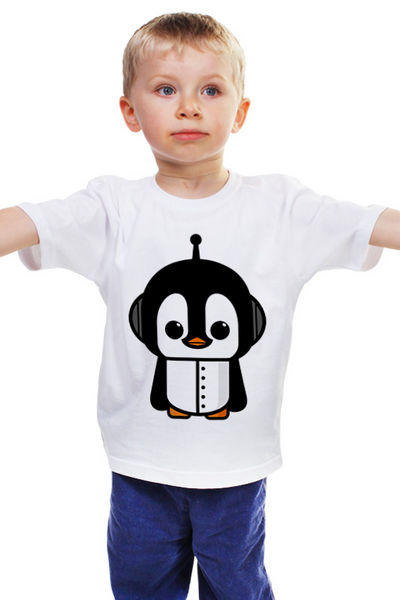 Заказать детскую футболку в Москве. Детская футболка классическая унисекс Пингвин от icase - готовые дизайны и нанесение принтов.