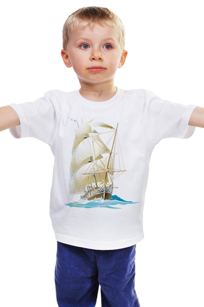Заказать детскую футболку в Москве. Детская футболка классическая унисекс Парусник от Виктор Гришин - готовые дизайны и нанесение принтов.