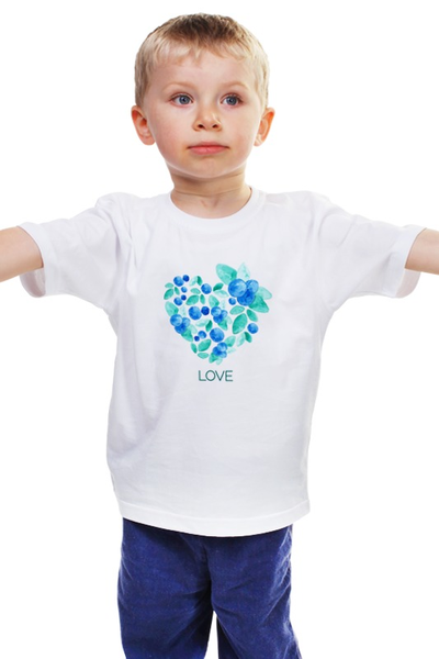 Заказать детскую футболку в Москве. Детская футболка классическая унисекс Акварель сердце из голубики от Yashroom - готовые дизайны и нанесение принтов.