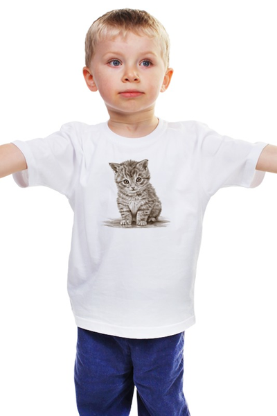 Заказать детскую футболку в Москве. Детская футболка классическая унисекс Милый котёнок от Leichenwagen - готовые дизайны и нанесение принтов.