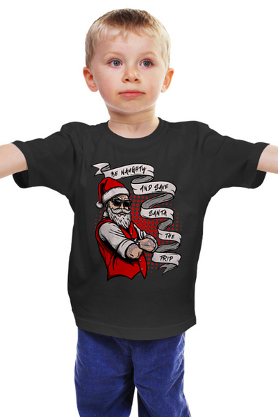 Заказать детскую футболку в Москве. Детская футболка классическая унисекс Будь непослушным и спаси Санту от поездки от cooldesign  - готовые дизайны и нанесение принтов.