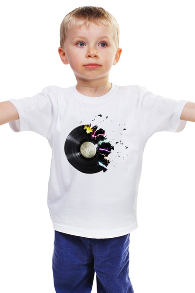 Заказать детскую футболку в Москве. Детская футболка классическая унисекс Виниловая пластинка от Vinli.shop  - готовые дизайны и нанесение принтов.