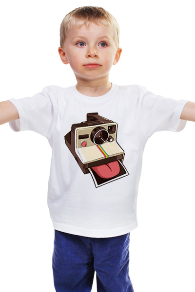 Заказать детскую футболку в Москве. Детская футболка классическая унисекс Полароид с языком от fanart - готовые дизайны и нанесение принтов.