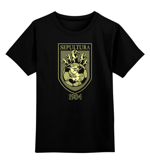 Заказать детскую футболку в Москве. Детская футболка классическая унисекс Sepultura от geekbox - готовые дизайны и нанесение принтов.
