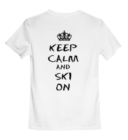 Заказать детскую футболку в Москве. Детская футболка классическая унисекс Keep Calm and Ski On от Just kidding - готовые дизайны и нанесение принтов.