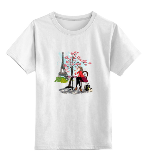 Заказать детскую футболку в Москве. Детская футболка классическая унисекс Девушка в Париже от ПРИНТЫ ПЕЧАТЬ  - готовые дизайны и нанесение принтов.