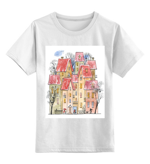 Заказать детскую футболку в Москве. Детская футболка классическая унисекс Домики от Лада Морозова - готовые дизайны и нанесение принтов.