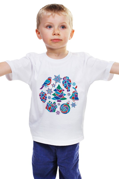 Заказать детскую футболку в Москве. Детская футболка классическая унисекс Зимняя мозаика от LunaSolvo - готовые дизайны и нанесение принтов.