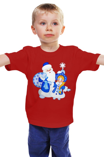 Заказать детскую футболку в Москве. Детская футболка классическая унисекс Дед Мороз и Снегурочка от Виктор Гришин - готовые дизайны и нанесение принтов.