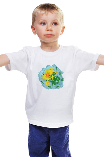 Заказать детскую футболку в Москве. Детская футболка классическая унисекс Детский рисунок. Цветы. от PolinaPo - готовые дизайны и нанесение принтов.