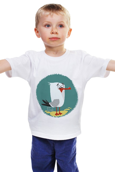 Заказать детскую футболку в Москве. Детская футболка классическая унисекс Чайка от art.alexandrashu@gmail.com - готовые дизайны и нанесение принтов.