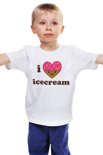Заказать детскую футболку в Москве. Детская футболка классическая унисекс i love icecream от cherdantcev - готовые дизайны и нанесение принтов.
