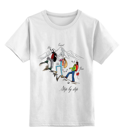 Заказать детскую футболку в Москве. Детская футболка классическая унисекс STEP BY STEP от ELENA ZHARINOVA - готовые дизайны и нанесение принтов.