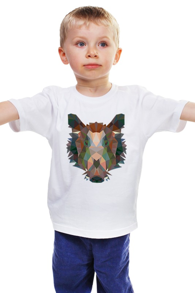 Заказать детскую футболку в Москве. Детская футболка классическая унисекс Полигональный кабан от oldman - готовые дизайны и нанесение принтов.