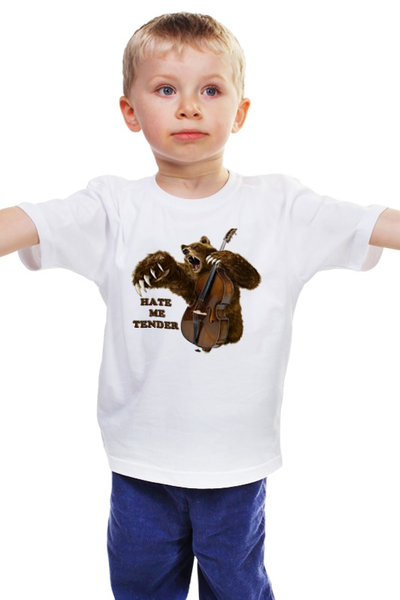 Заказать детскую футболку в Москве. Детская футболка классическая унисекс Мишка контрабасист от Don Bu - готовые дизайны и нанесение принтов.