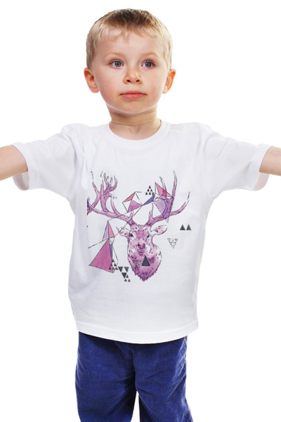 Заказать детскую футболку в Москве. Детская футболка классическая унисекс Хипстер олень  от Eliza - готовые дизайны и нанесение принтов.