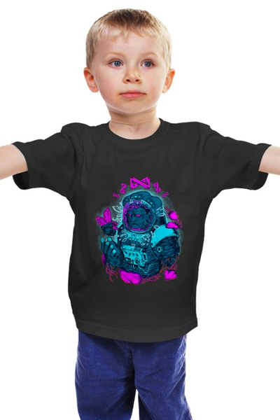 Заказать детскую футболку в Москве. Детская футболка классическая унисекс Космонавт от Jack Finch - готовые дизайны и нанесение принтов.