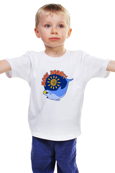 Заказать детскую футболку в Москве. Детская футболка классическая унисекс Море зовёт! от gopotol - готовые дизайны и нанесение принтов.