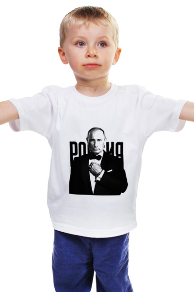 Заказать детскую футболку в Москве. Детская футболка классическая унисекс Путин Агент 007 от prodesign - готовые дизайны и нанесение принтов.