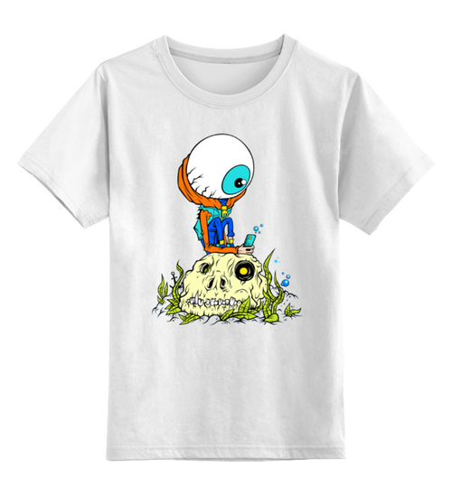 Заказать детскую футболку в Москве. Детская футболка классическая унисекс Зомби на черепе  от ПРИНТЫ ПЕЧАТЬ  - готовые дизайны и нанесение принтов.