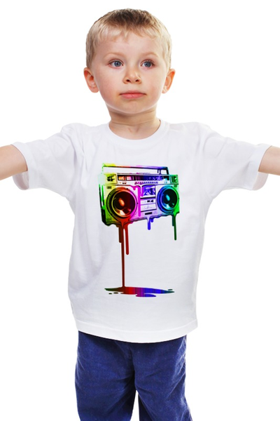 Заказать детскую футболку в Москве. Детская футболка классическая унисекс Магнитофон от printik - готовые дизайны и нанесение принтов.