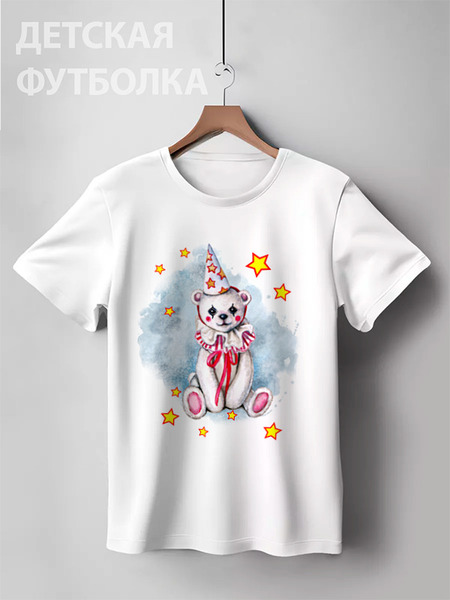 Заказать детскую футболку в Москве. Детская футболка классическая унисекс Белый мишка в колпачке от Елена Эйдукайтис - готовые дизайны и нанесение принтов.