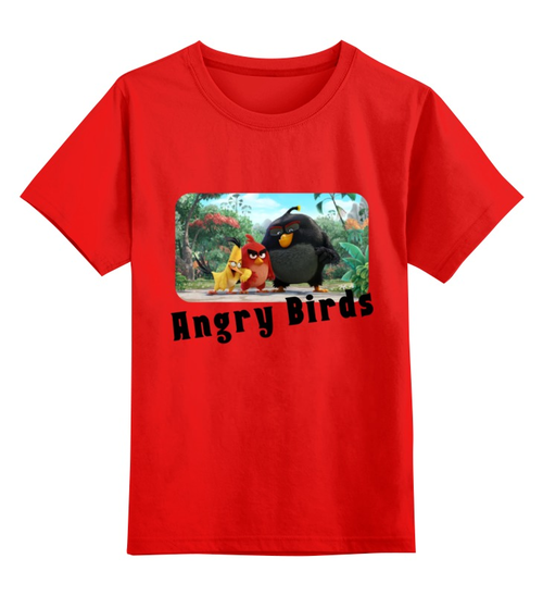 Заказать детскую футболку в Москве. Детская футболка классическая унисекс Angry Birds от nastya500001@mail.ru - готовые дизайны и нанесение принтов.