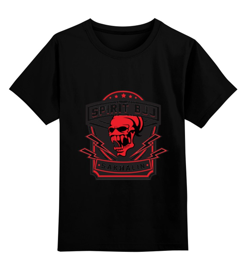 Заказать детскую футболку в Москве. Детская футболка классическая унисекс Spirit BJJ Sakhalin Skull Hoodie от kiralabu - готовые дизайны и нанесение принтов.