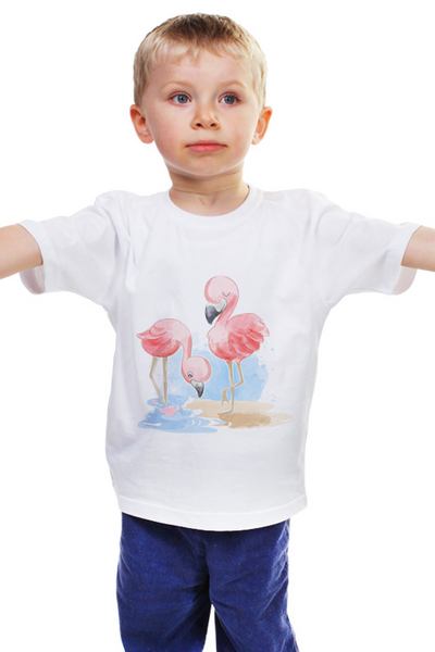 Заказать детскую футболку в Москве. Детская футболка классическая унисекс Два маленьких фламинго от printeriumstore@gmail.com - готовые дизайны и нанесение принтов.