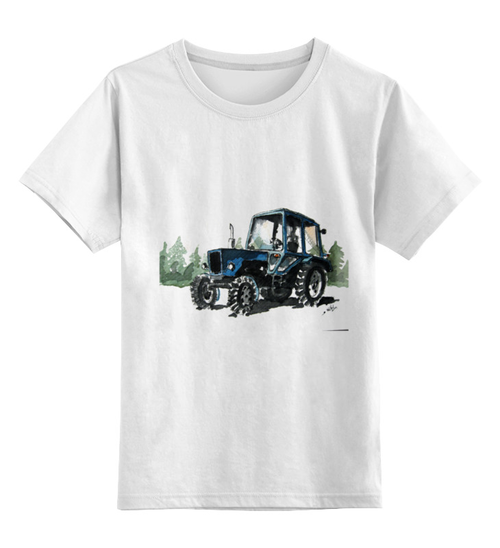 Заказать детскую футболку в Москве. Детская футболка классическая унисекс "трактор" от михаила доманова от miks - готовые дизайны и нанесение принтов.