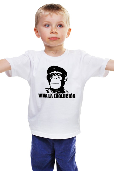 Заказать детскую футболку в Москве. Детская футболка классическая унисекс Viva La Evolucion от Leichenwagen - готовые дизайны и нанесение принтов.
