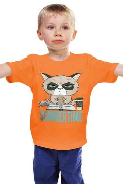Заказать детскую футболку в Москве. Детская футболка классическая унисекс Угрюмый кот от Amerikanka - готовые дизайны и нанесение принтов.