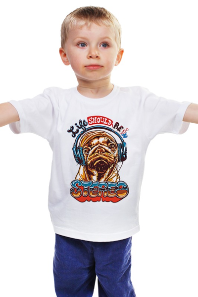 Заказать детскую футболку в Москве. Детская футболка классическая унисекс Пёс Меломан от Leichenwagen - готовые дизайны и нанесение принтов.