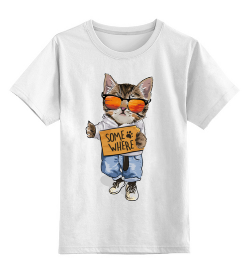 Заказать детскую футболку в Москве. Детская футболка классическая унисекс кот на стиле от queen  - готовые дизайны и нанесение принтов.
