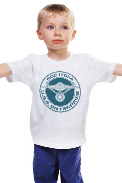 Заказать детскую футболку в Москве. Детская футболка классическая унисекс Звёздный путь. USS Enterprise от geekbox - готовые дизайны и нанесение принтов.
