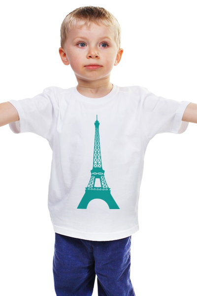 Заказать детскую футболку в Москве. Детская футболка классическая унисекс Эйфелевая Башня от BeliySlon - готовые дизайны и нанесение принтов.
