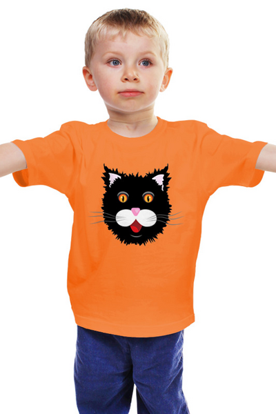 Заказать детскую футболку в Москве. Детская футболка классическая унисекс мохнатый Черный кот от IrinkaArt  - готовые дизайны и нанесение принтов.