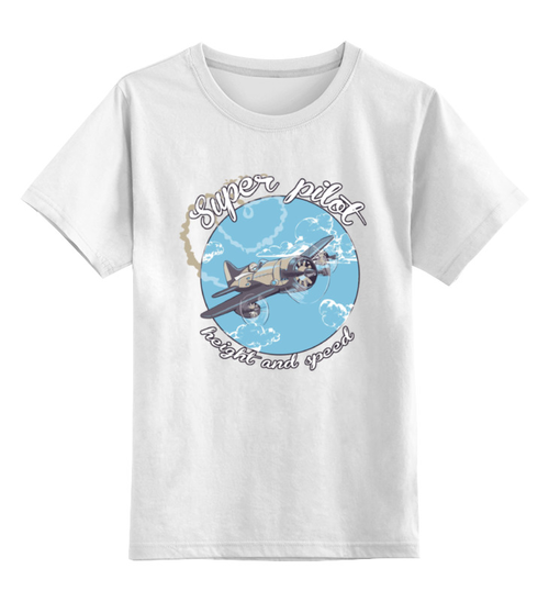 Заказать детскую футболку в Москве. Детская футболка классическая унисекс Super pilot от Logan Patch - готовые дизайны и нанесение принтов.