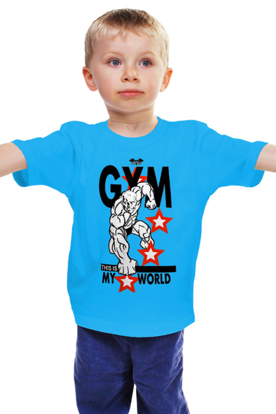 Заказать детскую футболку в Москве. Детская футболка классическая унисекс GYM THIS IS MY WORLD! от Алексс Неро - готовые дизайны и нанесение принтов.