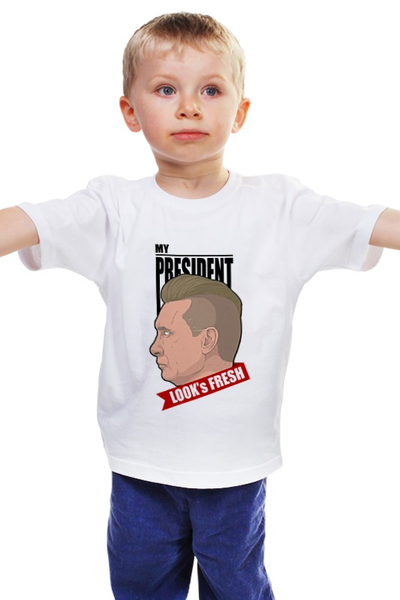 Заказать детскую футболку в Москве. Детская футболка классическая унисекс my PRESIDENT look's fresh от 7SWɅG - готовые дизайны и нанесение принтов.