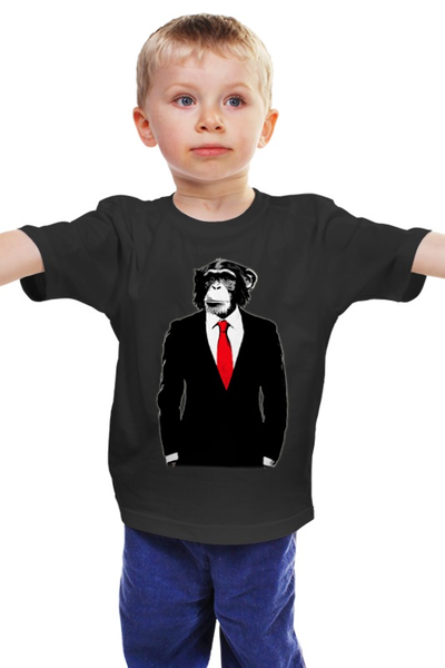 Заказать детскую футболку в Москве. Детская футболка классическая унисекс Мистер Обезьяна от printik - готовые дизайны и нанесение принтов.