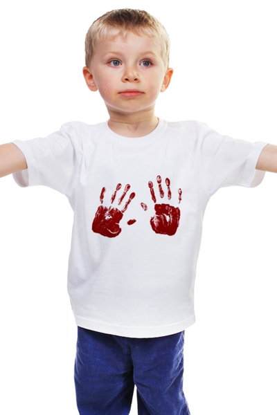 Заказать детскую футболку в Москве. Детская футболка классическая унисекс Отпечатки рук от BeliySlon - готовые дизайны и нанесение принтов.
